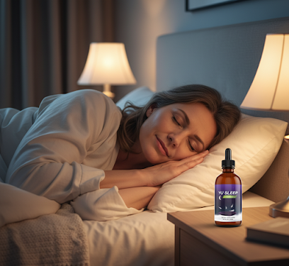 Yu Sleep bottle on a nightstand as part of an evening routine